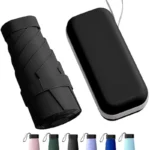 Mini Folding Pocket Umbrella with Hard Case | Lightweight 6-Ribs Travel Umbrella for Women & Girls | Compact Anti-UV Sun & Rain Umbrella with Manual Open Design