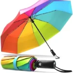 Windproof Folding Travel Umbrella with Teflon Coating | 54 Inch Double Layer Auto Open Close Rain Umbrella | 10 Ribs Compact Golf Umbrella for Men & Women