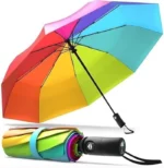 Windproof Folding Travel Umbrella with Teflon Coating | 54 Inch Double Layer Auto Open Close Rain Umbrella | 10 Ribs Compact Golf Umbrella for Men & Women