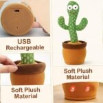 Dancing Cactus Toy for Kids | Talking & Singing Electronic Cactus Toy with Recording & LED Lights | Funny Musical Toy for Boys & Girls - Image 2