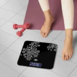 Digital Body Weight Weighing Scale with Large LCD Display | Thick Tempered Glass Electronic Bathroom Weight Machine for Home Use | Step-On Technology (Black Flower Design) - Image 2