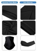 UV Sun Protection Face Mask & Arm Sleeves Combo for Men & Women | Cooling Bike Riding Face Cover with Hand Sleeves | Black (Pack of 2) - Image 7