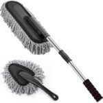 2 PCS Super Soft Microfiber Car Duster with Extendable Handle | Premium Car & Home Cleaning Brush Mop | Wash & Dust Cleaner Kit