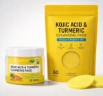 Kojic Acid, Vitamin C & Turmeric Face Cleansing Pads Combo | Brightening Skincare Kit for Dark Spots, Acne & Glowing Skin | 50 + 60 Pads