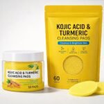 Kojic Acid, Vitamin C & Turmeric Face Cleansing Pads Combo | Brightening Skincare Kit for Dark Spots, Acne & Glowing Skin | 50 + 60 Pads